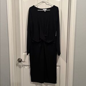 Nine West Black Twist Front Long Sleeve Dress